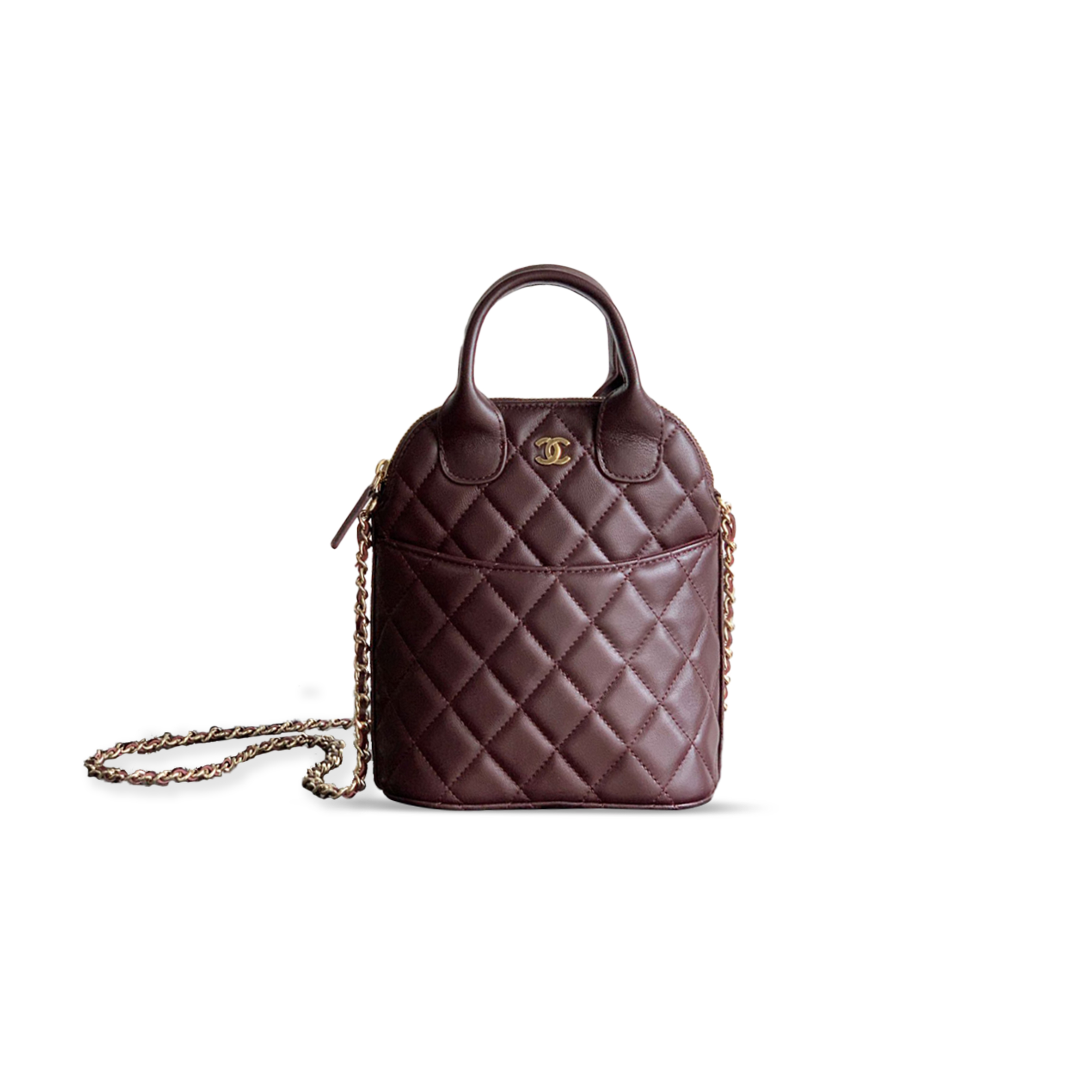 CHANEL CLUTCH WITH CHAIN SHINY LAMBSKIN IN WINE RED AP4742 (18*17*6cm)